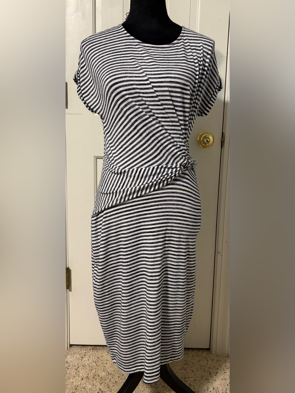 GAP Striped Black and White Knot Waist Dress
